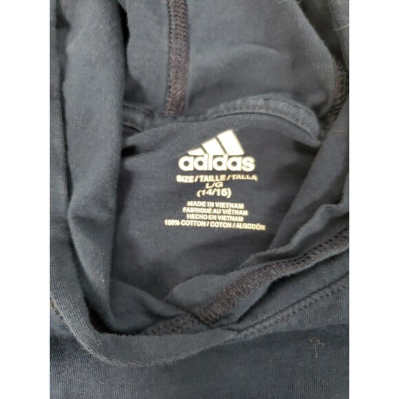 Adidas Hoodie t-shirt Kids Large Adult SM Blue Pull Over Cotton.‎  Athleisure - Picture 5 of 7
